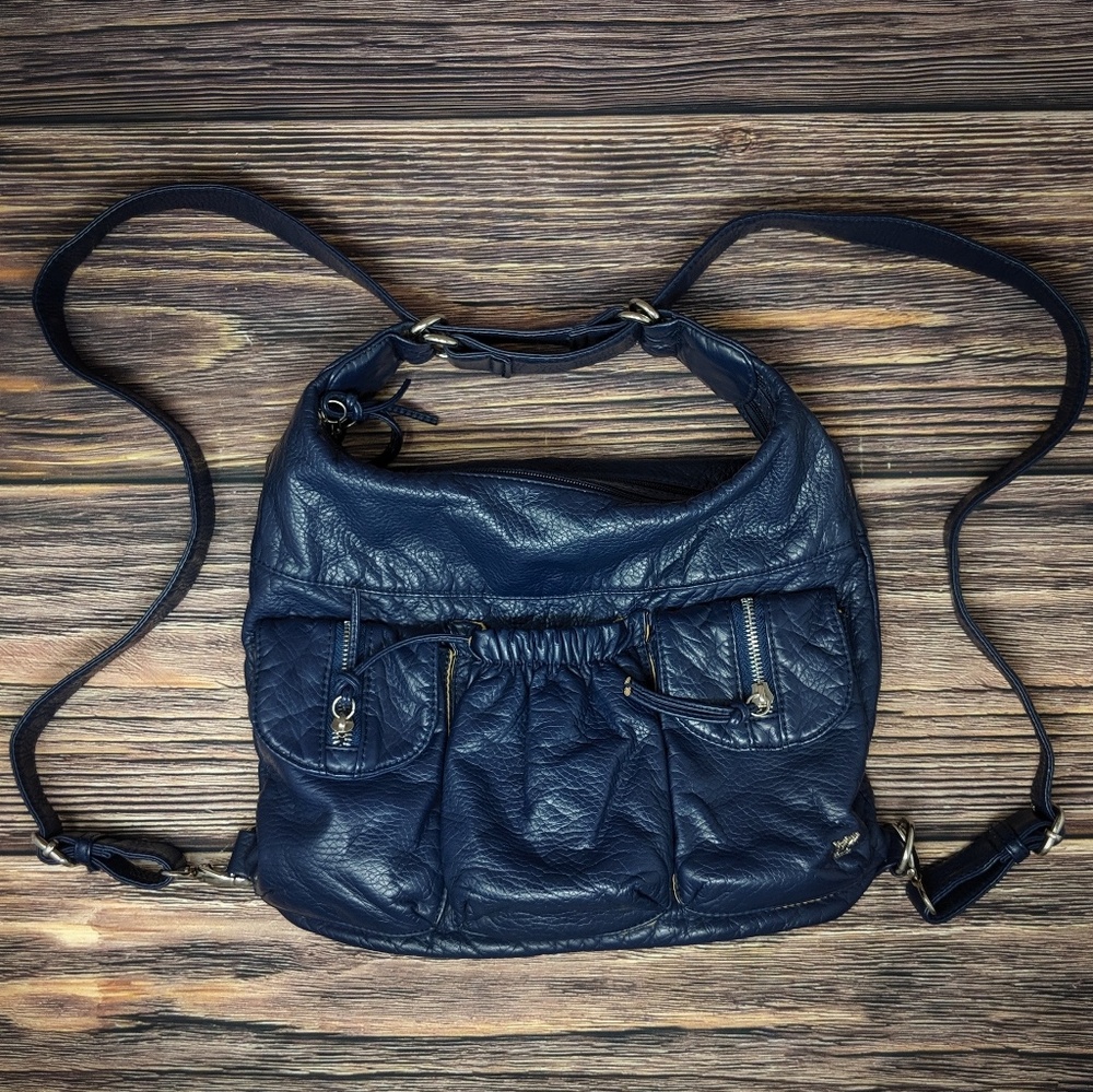 Purse King Butterfly Convertible Purse & Backpack Navy Blue